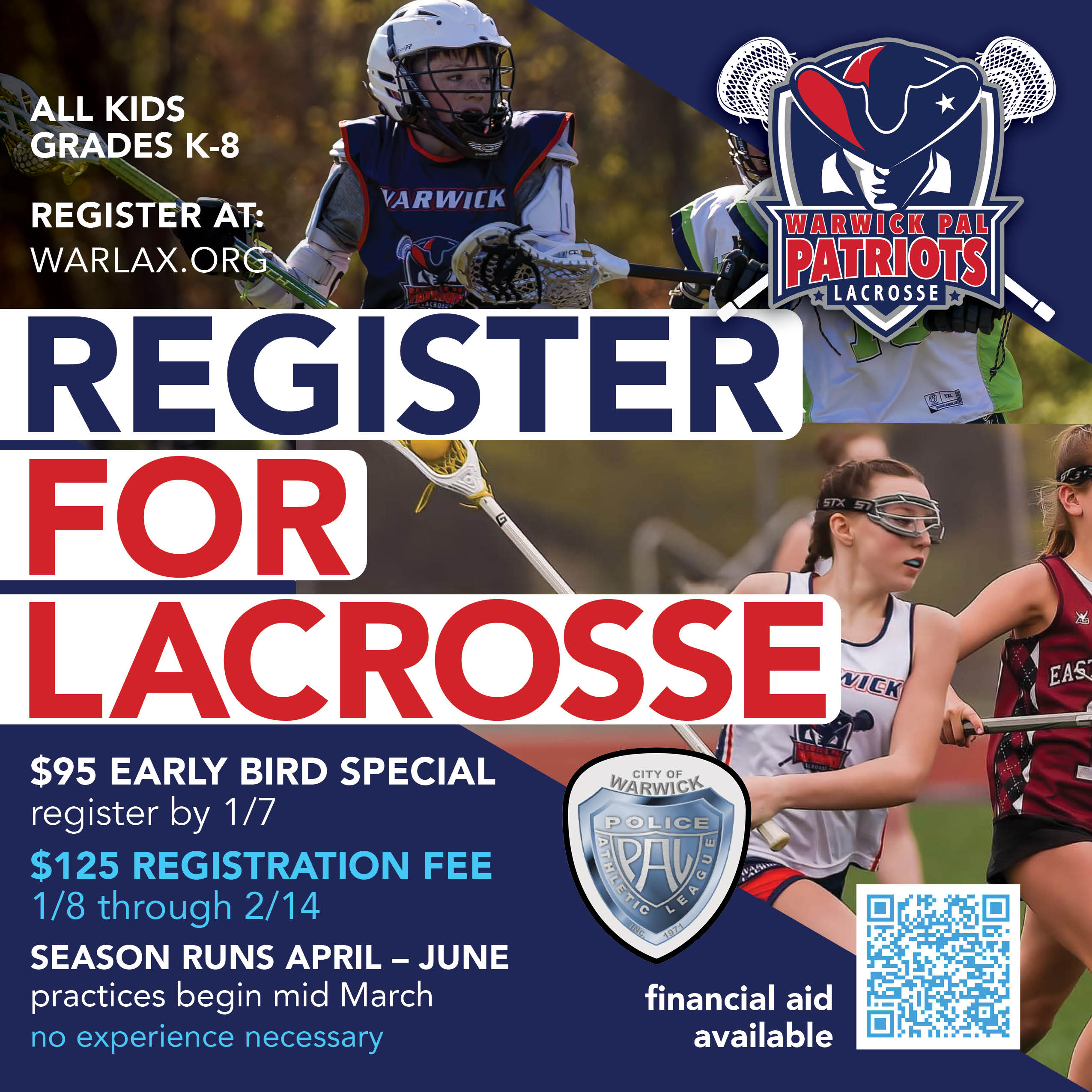 Warwick Lacross Spring 2025 Sign up Flyer