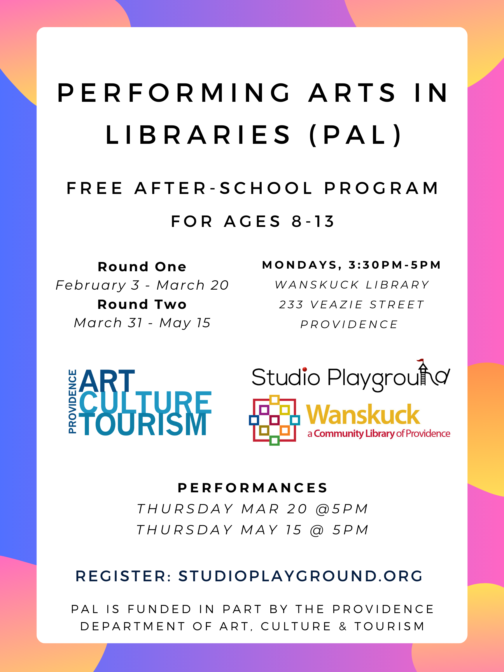 PAL Free After School Program Flyer