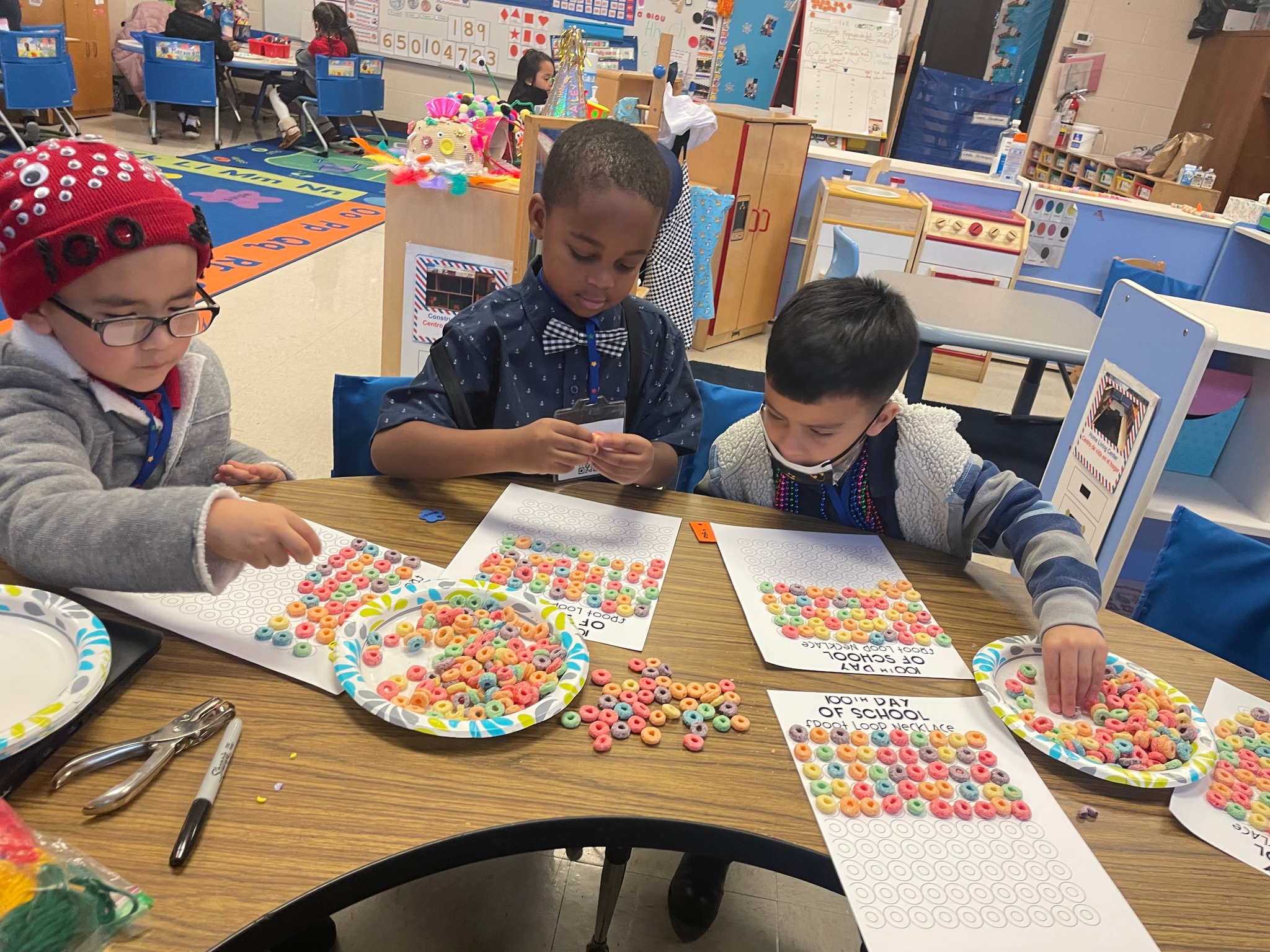 Students celebrating the 100th day of school