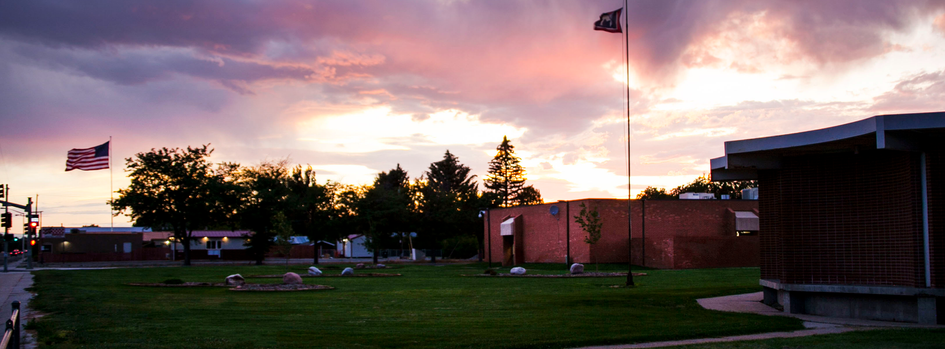 A picture of Central Office Building during Sunset