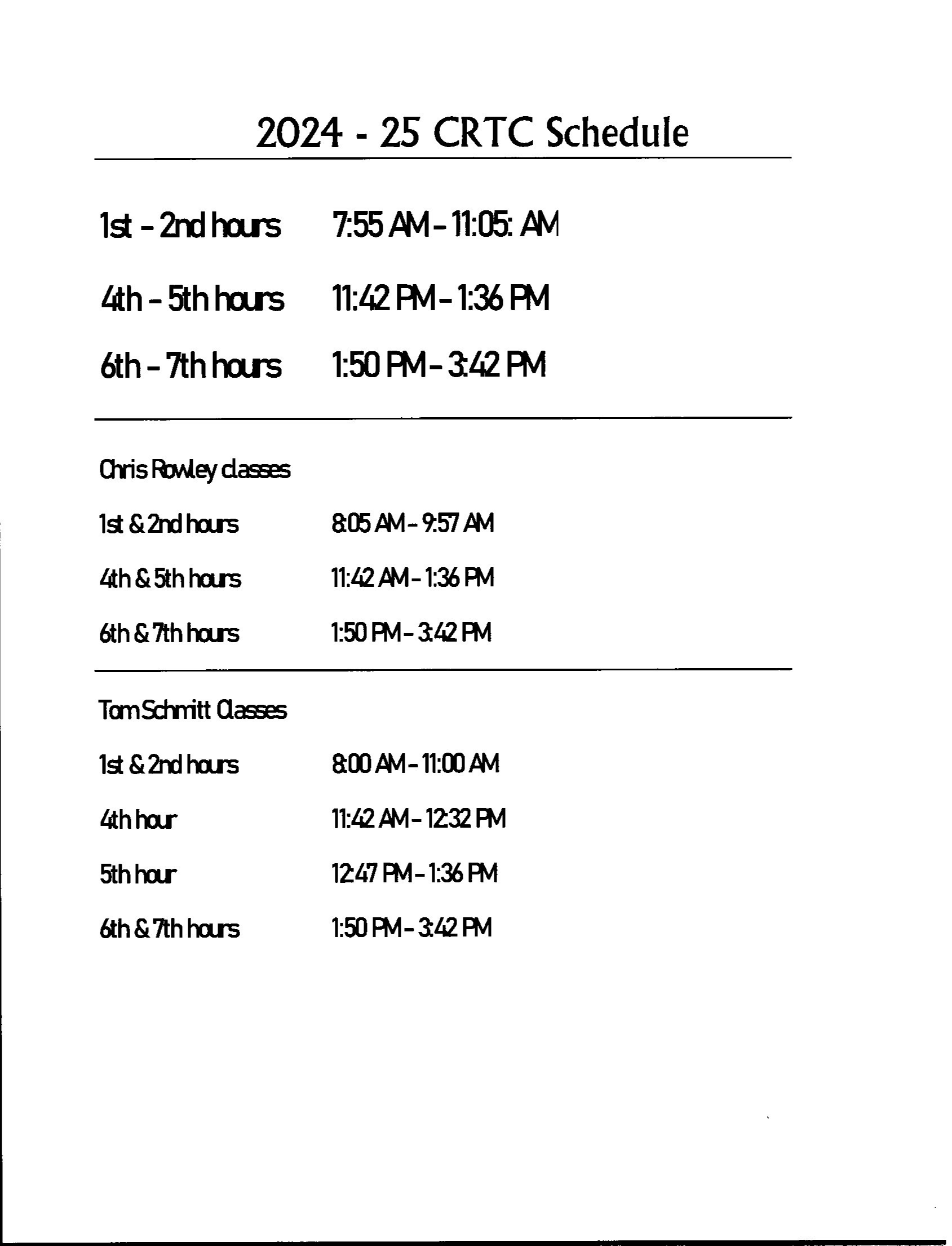 Daily Bell Schedual