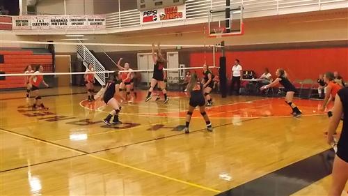 Volleyball game action shot