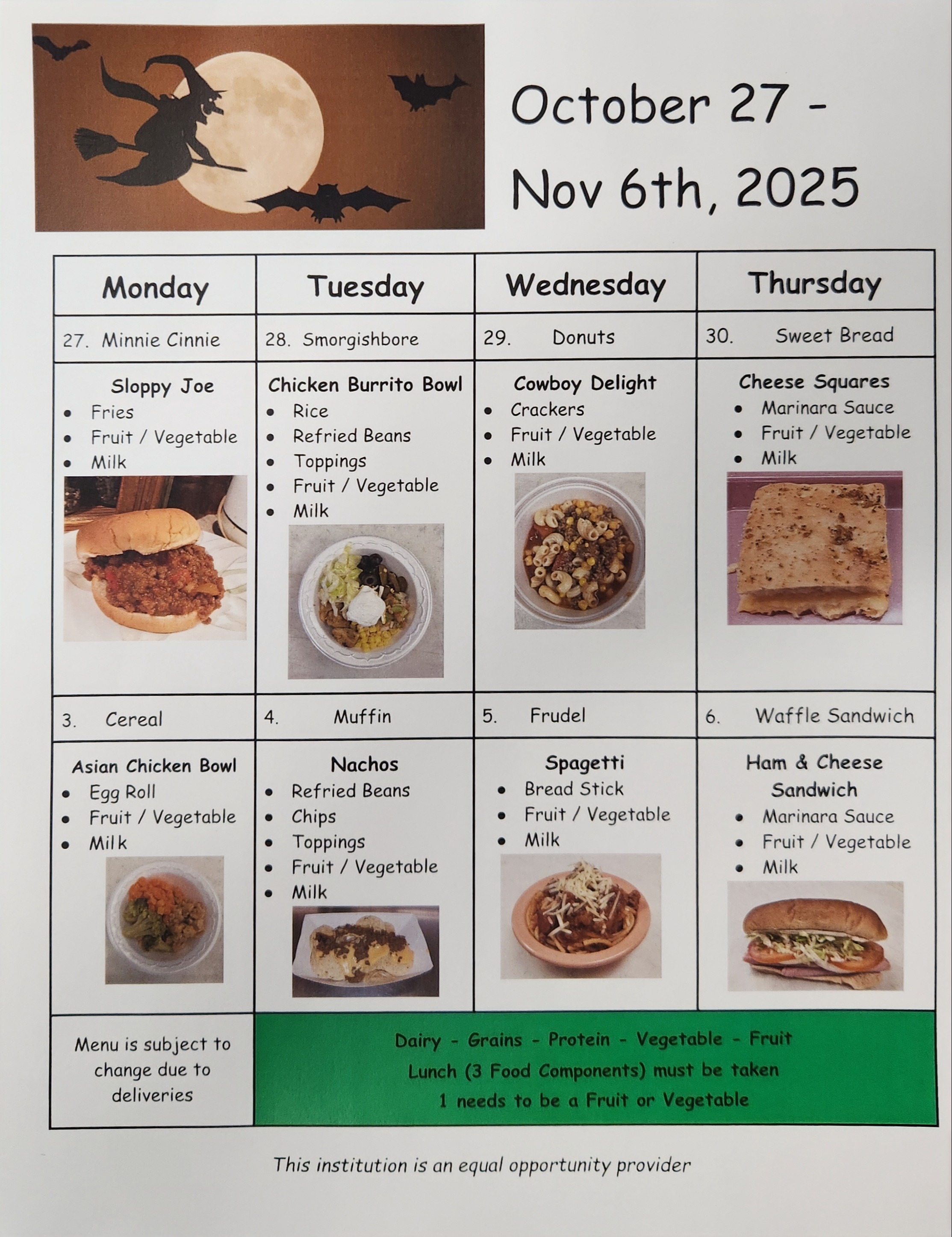 menu for this week