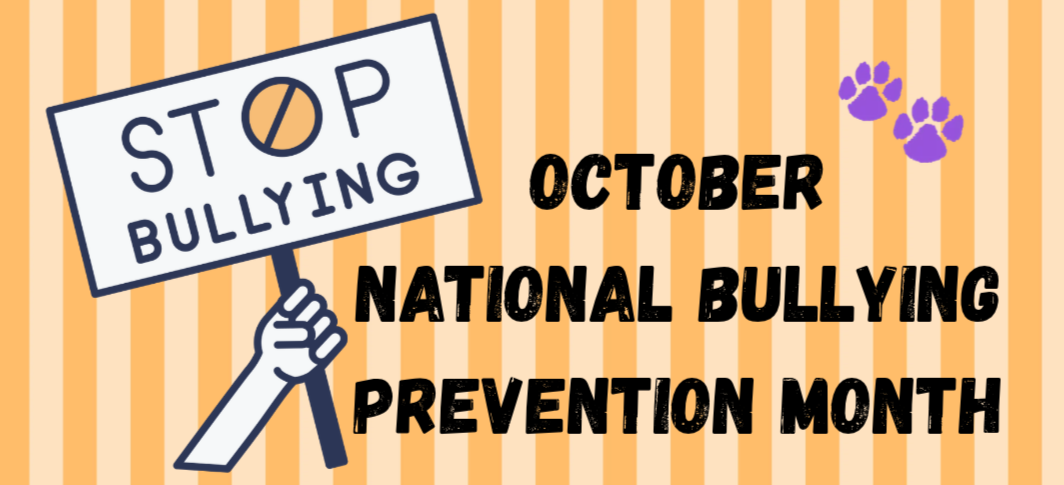 Sign saying October is Bullying Prevention Month so Stop Bullying