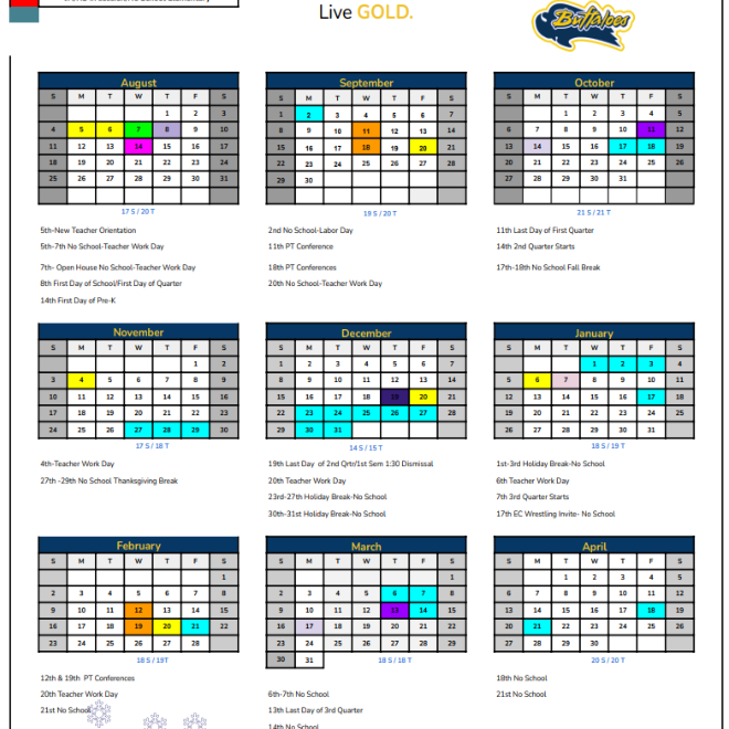 School Yearly Calendar