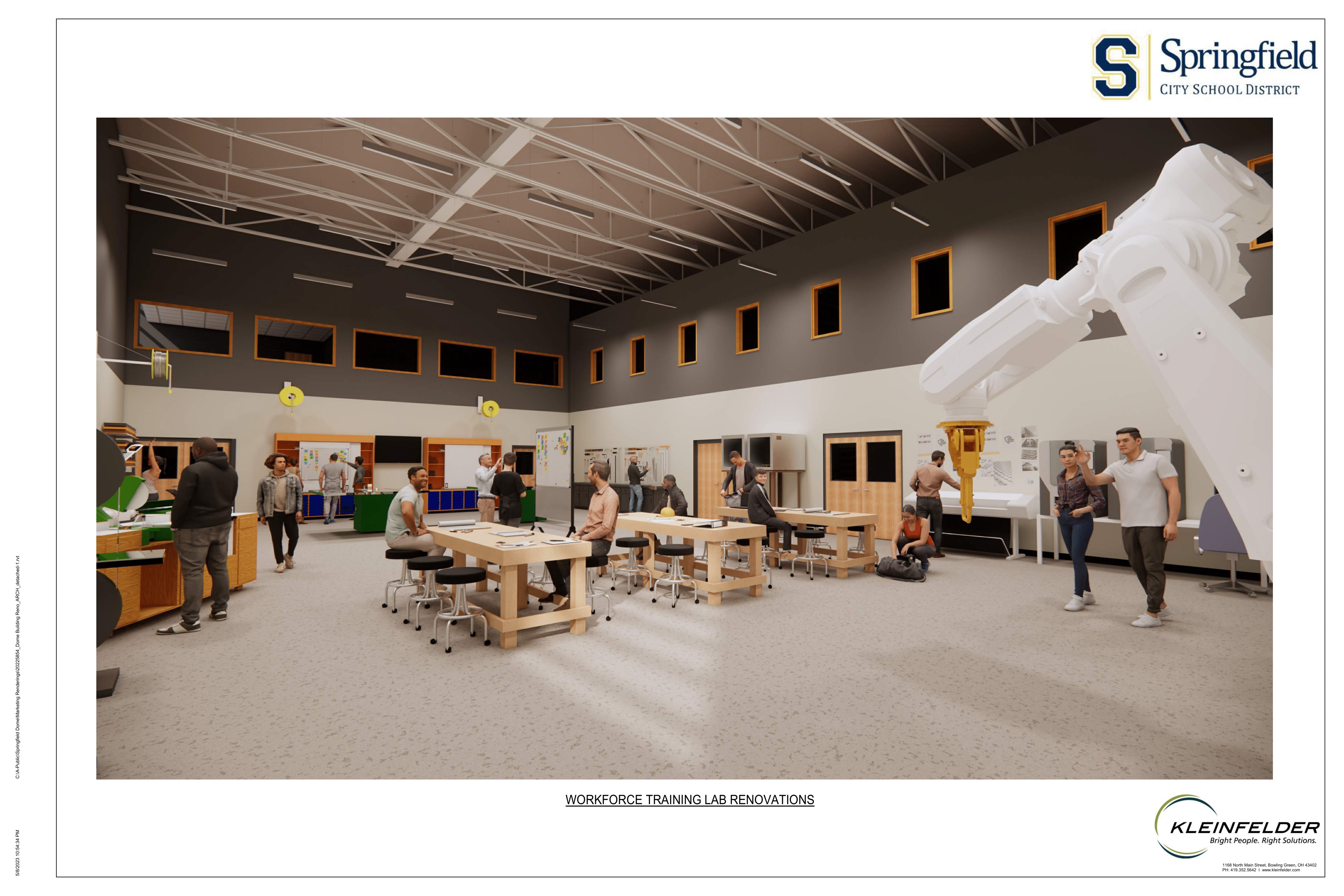 This image shows the space that will be the workforce training lab inside the Dome