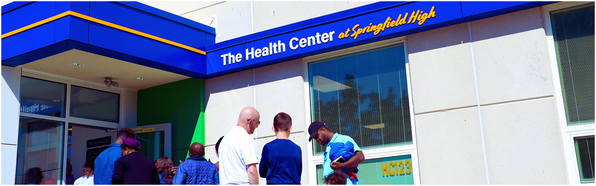 The front entrance of the health center at Springfield High