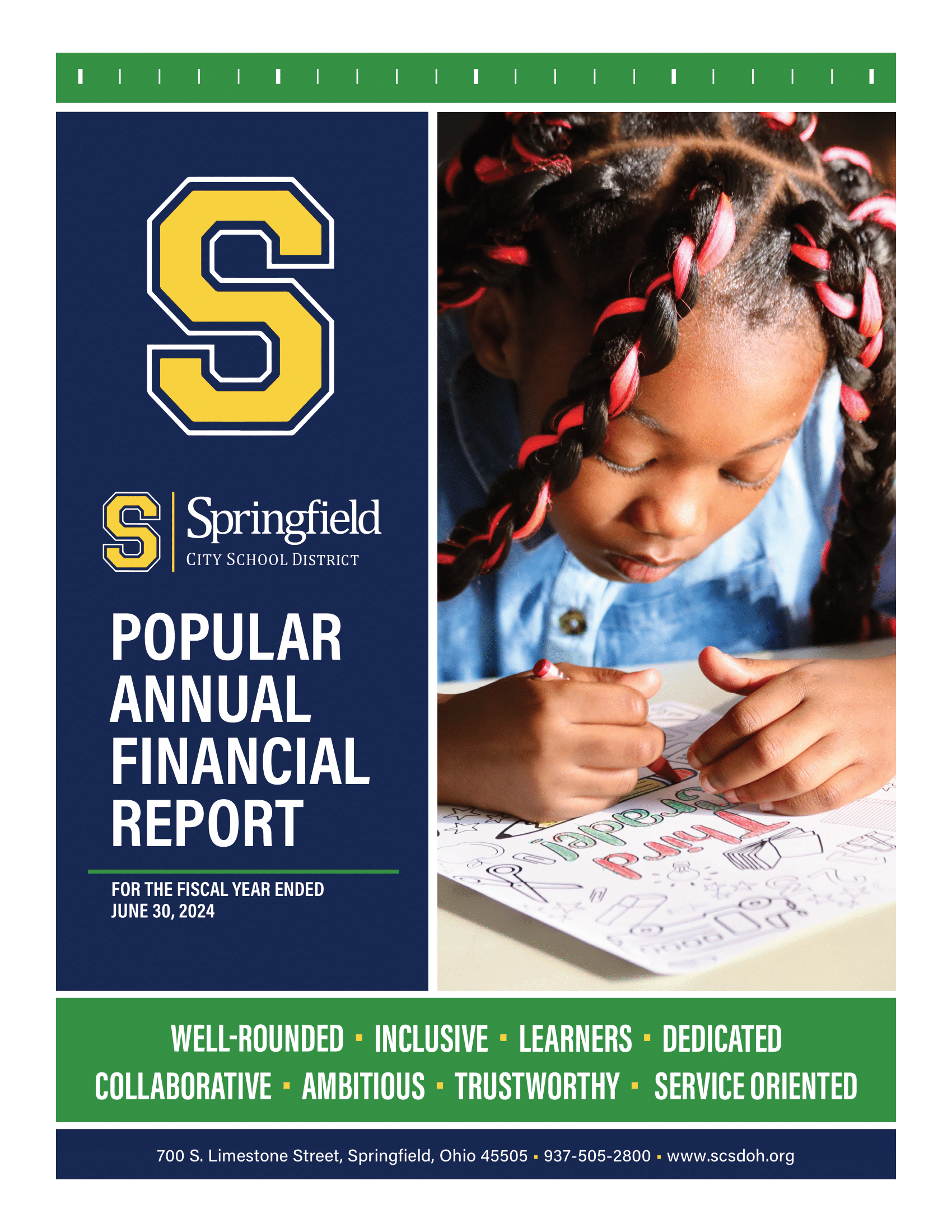 SCSD Popular Annual Financial Report 2024 Cover Page