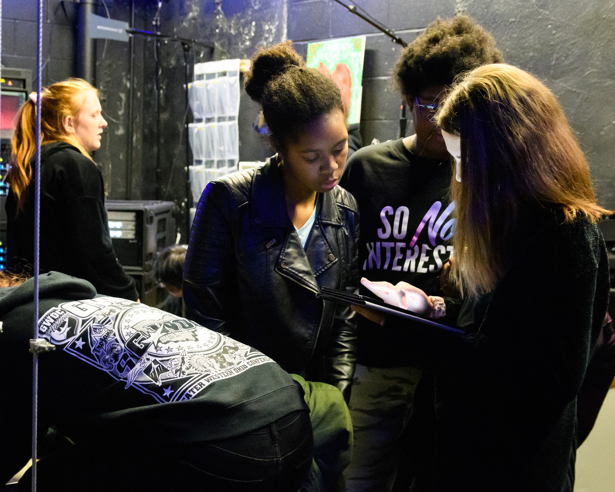 Students working behind the scenes at the John Legend Theater