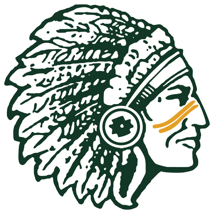 Satanta Logo of a Native American Head Outlined with Green 
