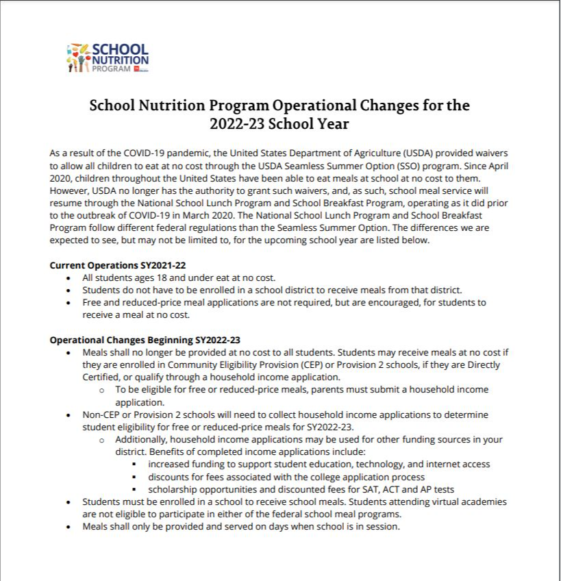 Increased Funding to Support  Student Education Additional Funding for Technology  & Internet Access Discounts for Fees Associated with College Application Processes Scholarship Opportunities & Discounted Fees for SAT, ACT, and AP Tests Free or Reduced Meal Prices for Healthy, Nutritious Student Meals