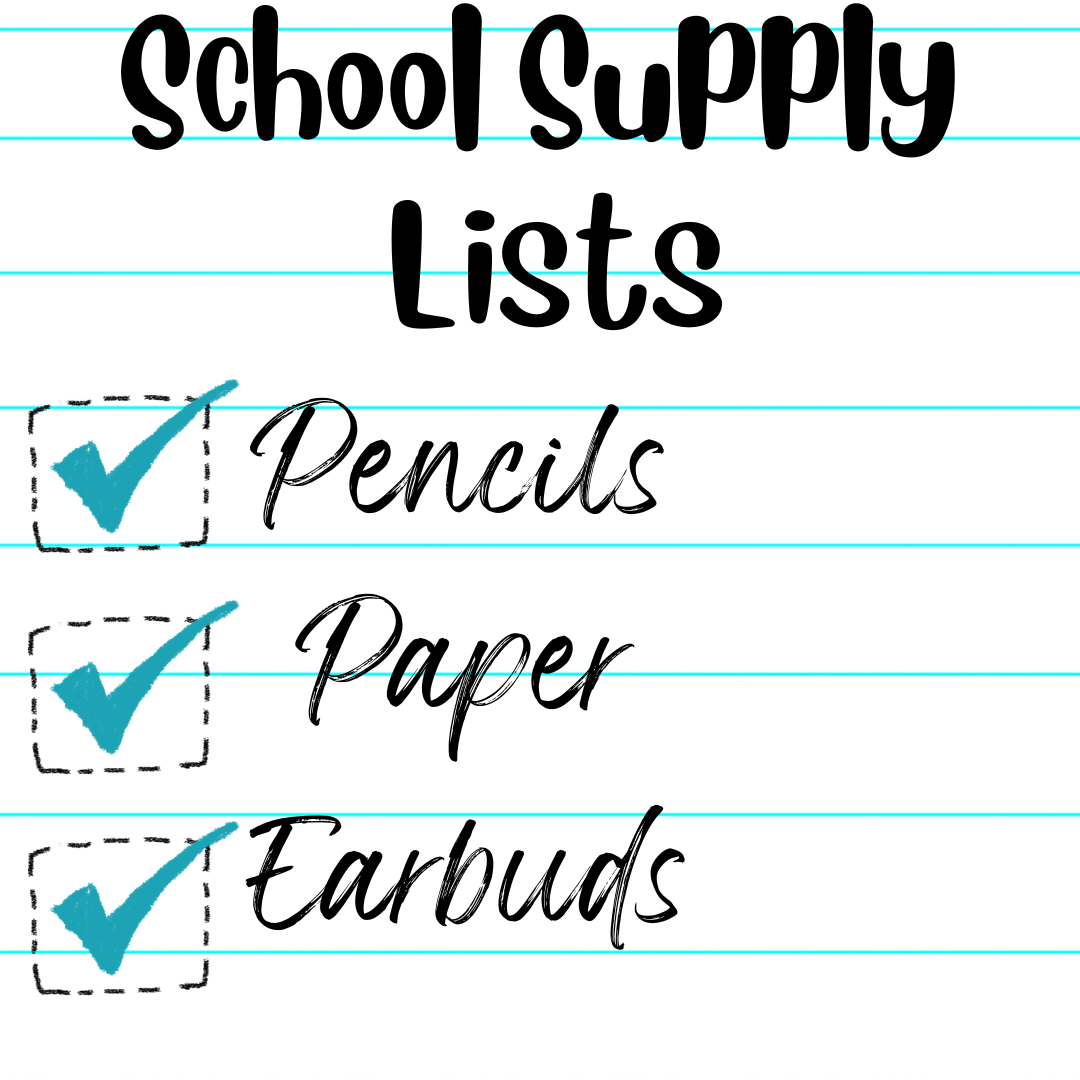 notebook paper supply list checkoff