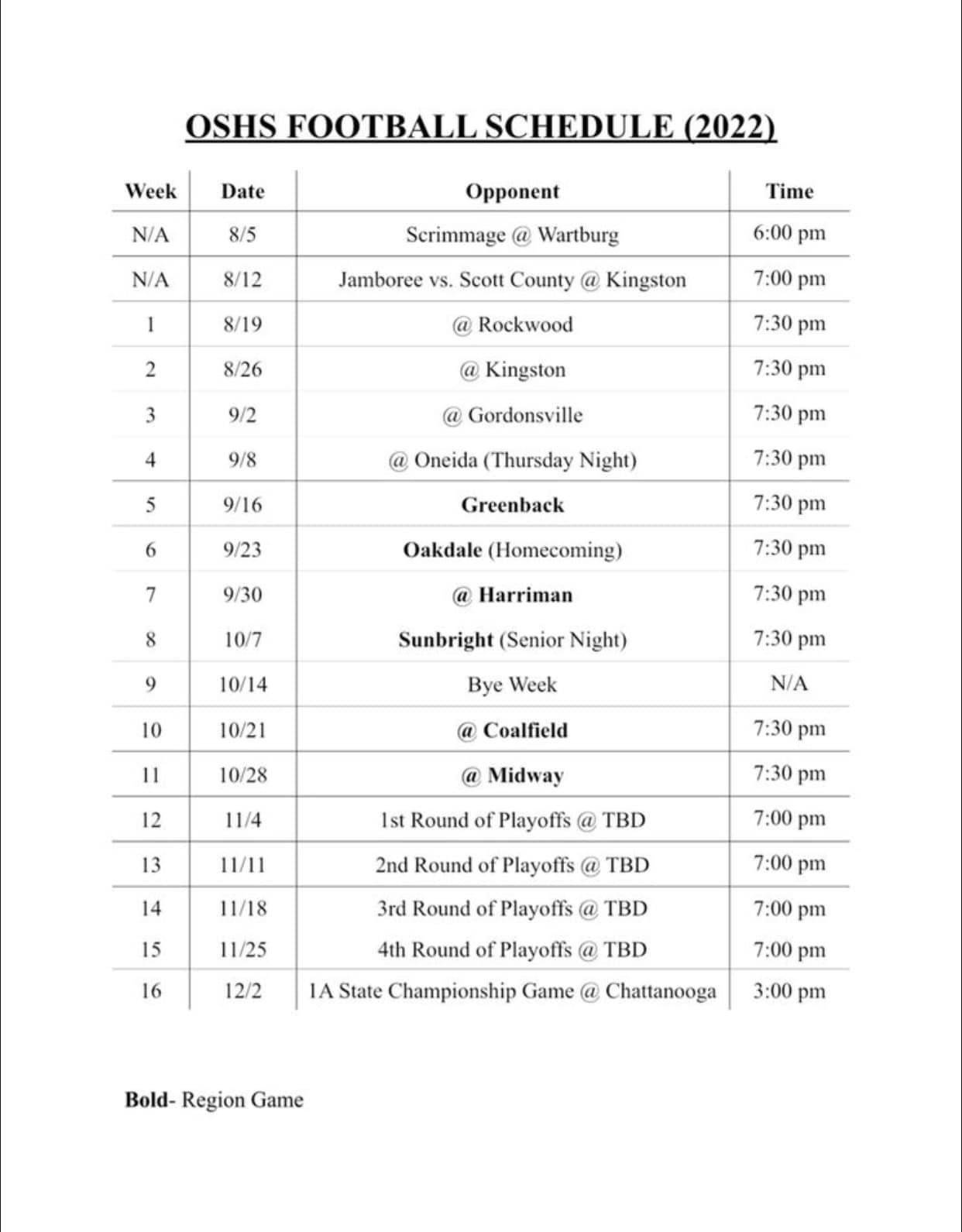 Oliver Springs Football Schedule 2024 Lora Sigrid