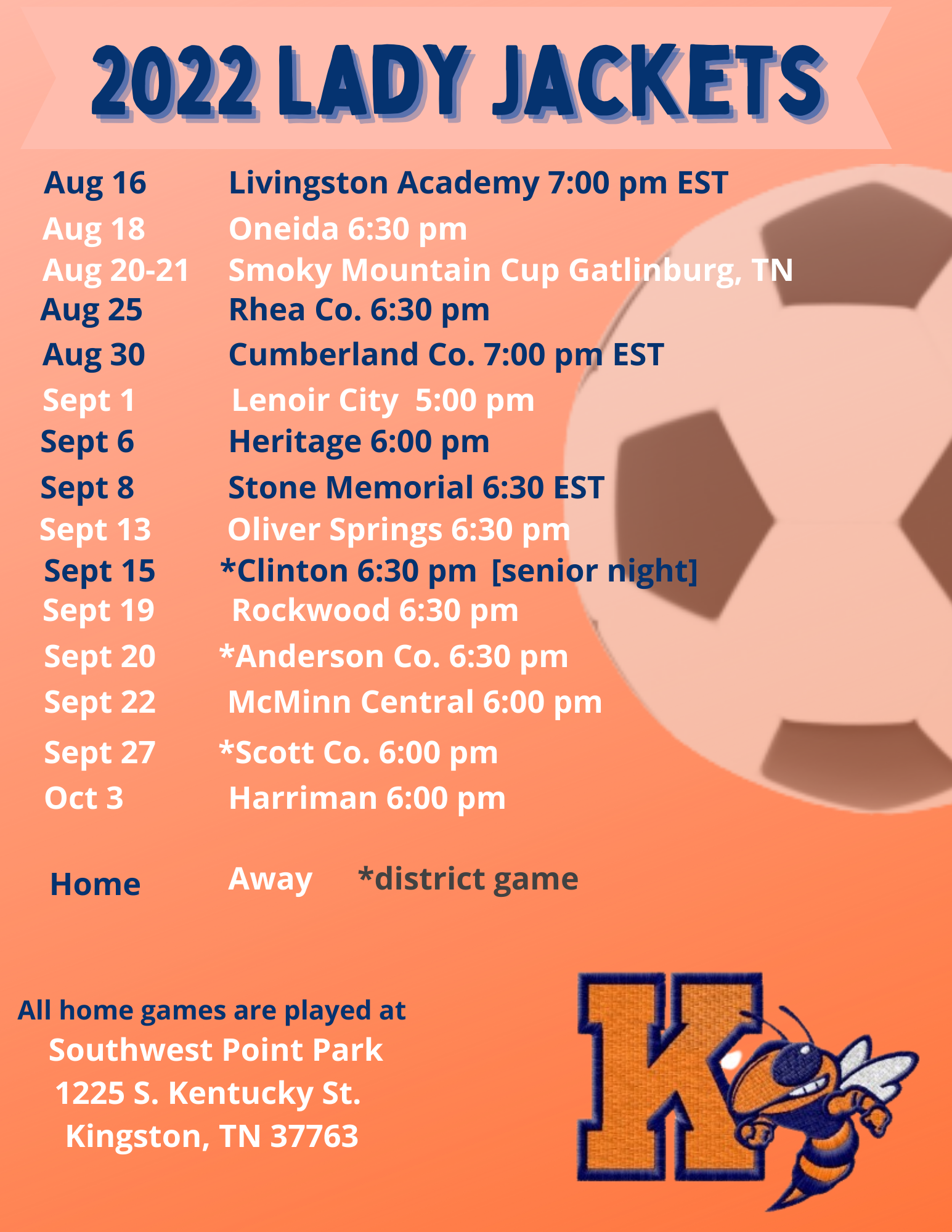 Kingston girls 2022 soccer schedule 