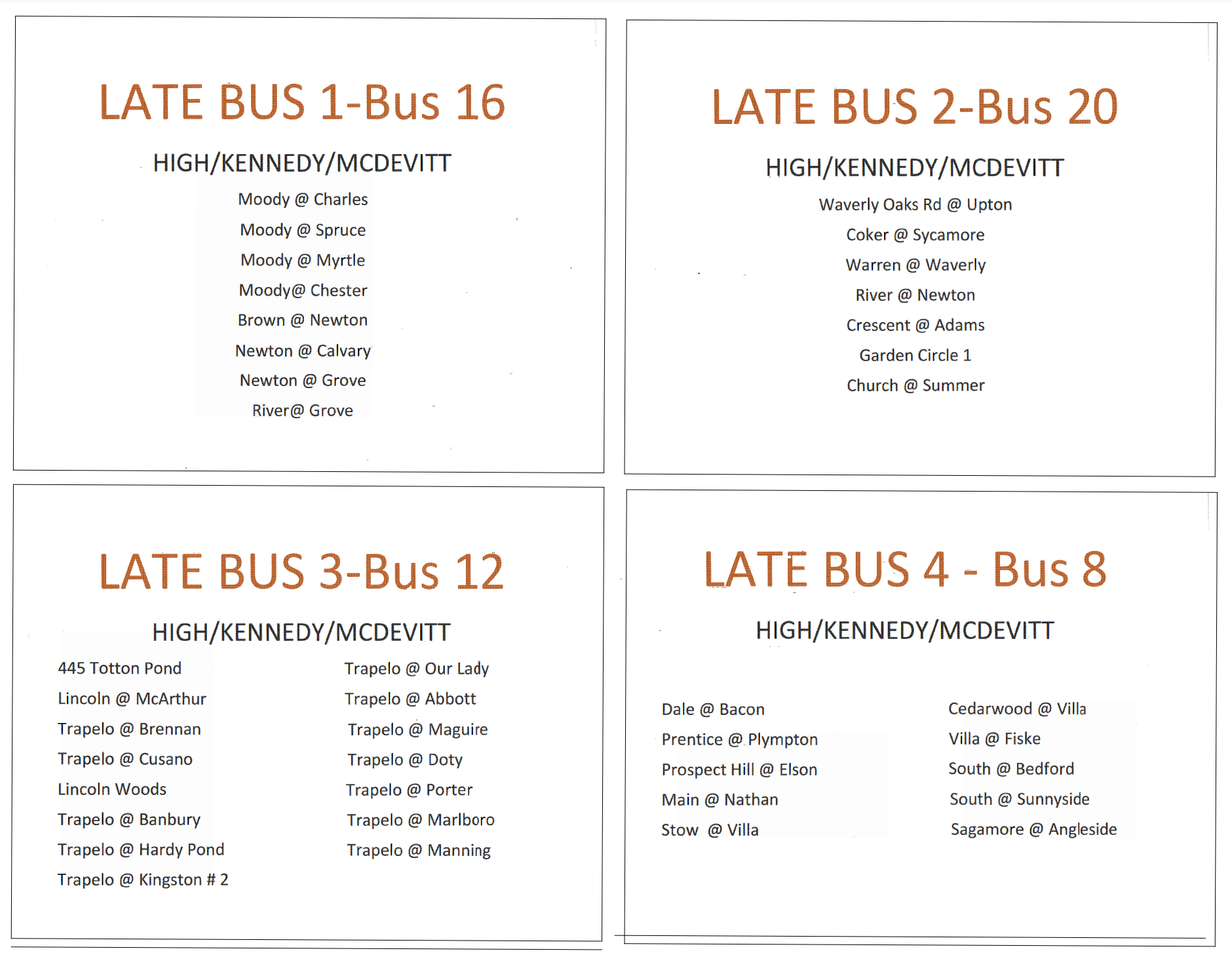 Late Bus Information