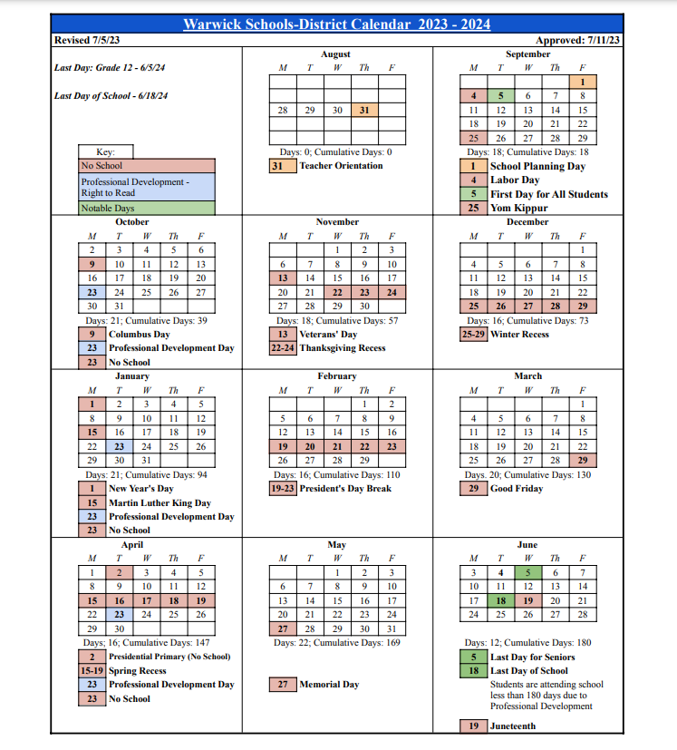 2023-2024 School Year WPS Calendar | Holliman Elementary