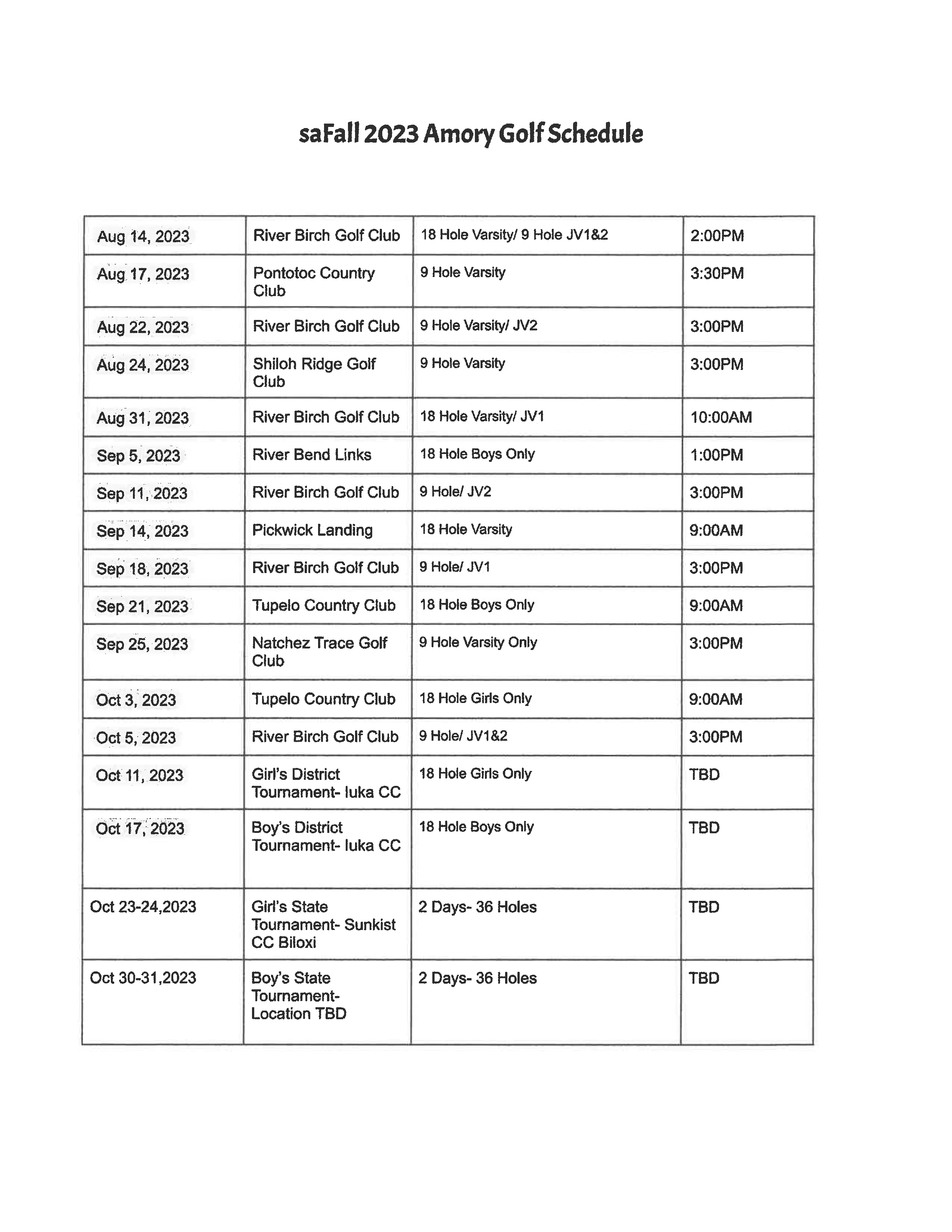 Golf Amory School District