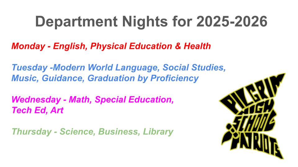 List of the 2025-2026 department nights