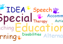 The words Special Education, surrounded by the words Idea, Speech, Accommodation, Therapy, Autism, Learning, Disabilities, and Alternative. 