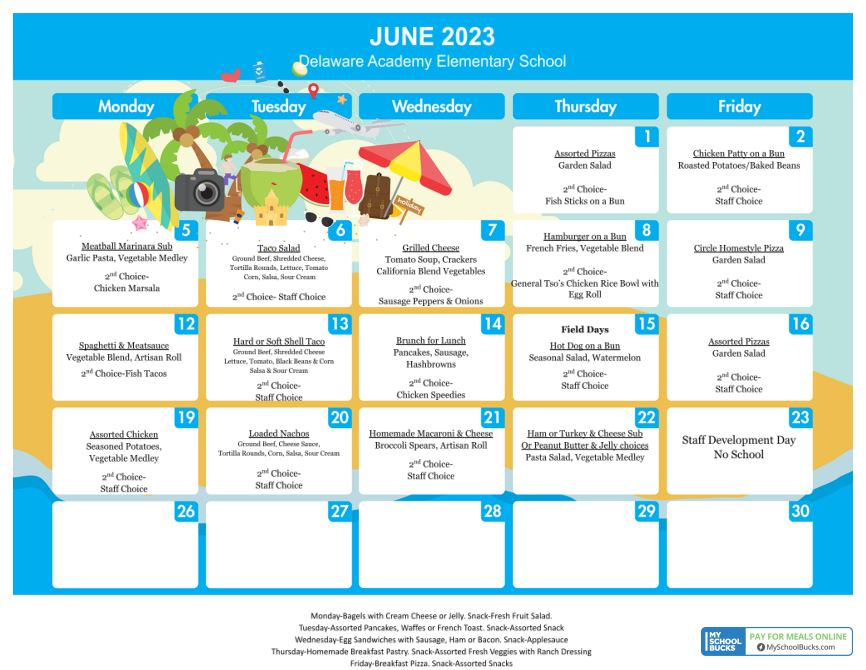 School Lunch Menus Delaware Academy CSD at Delhi