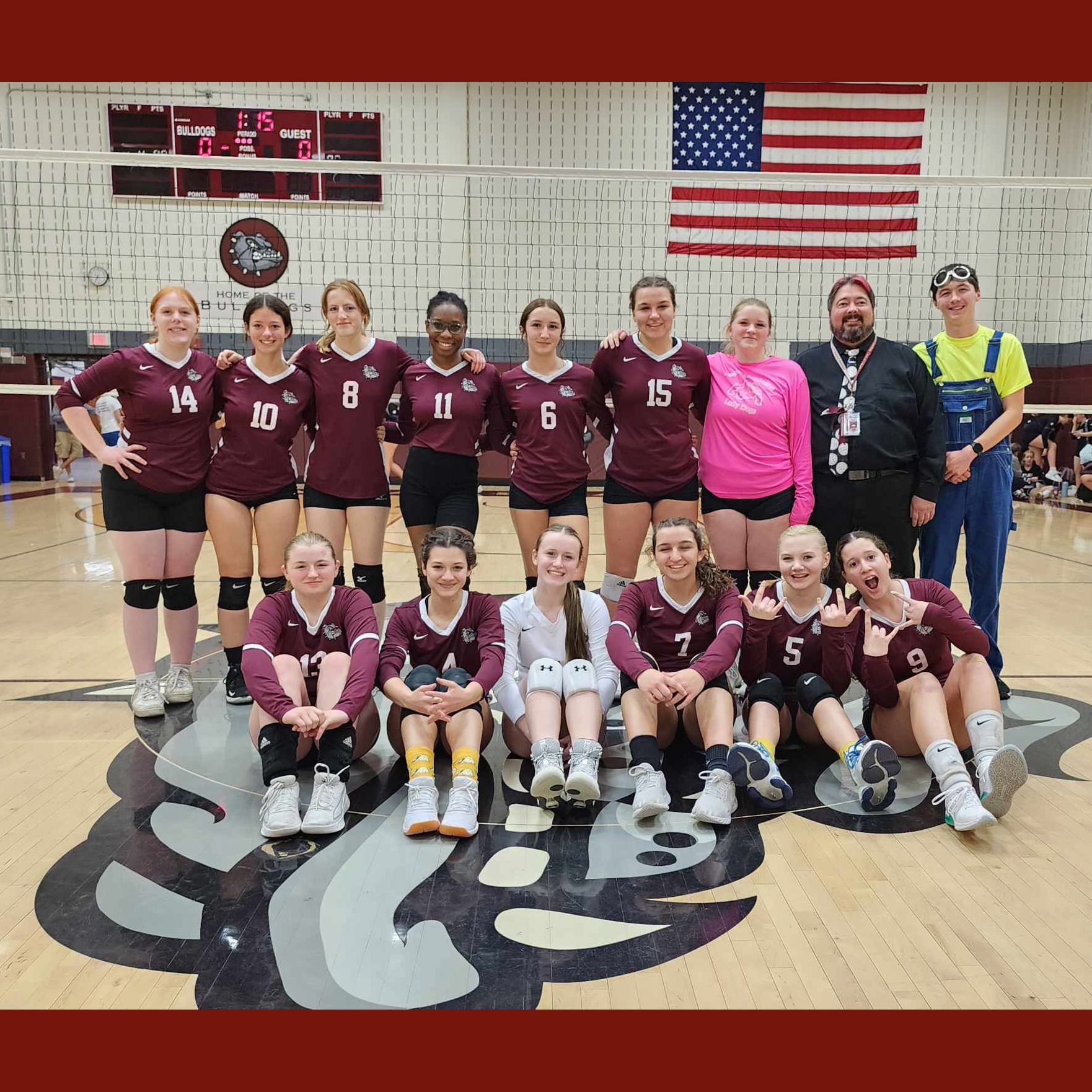 team photo, DA girls volleyball team with coaches