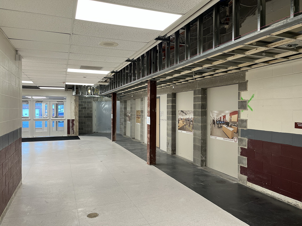 wall to ag and tech wing under construction