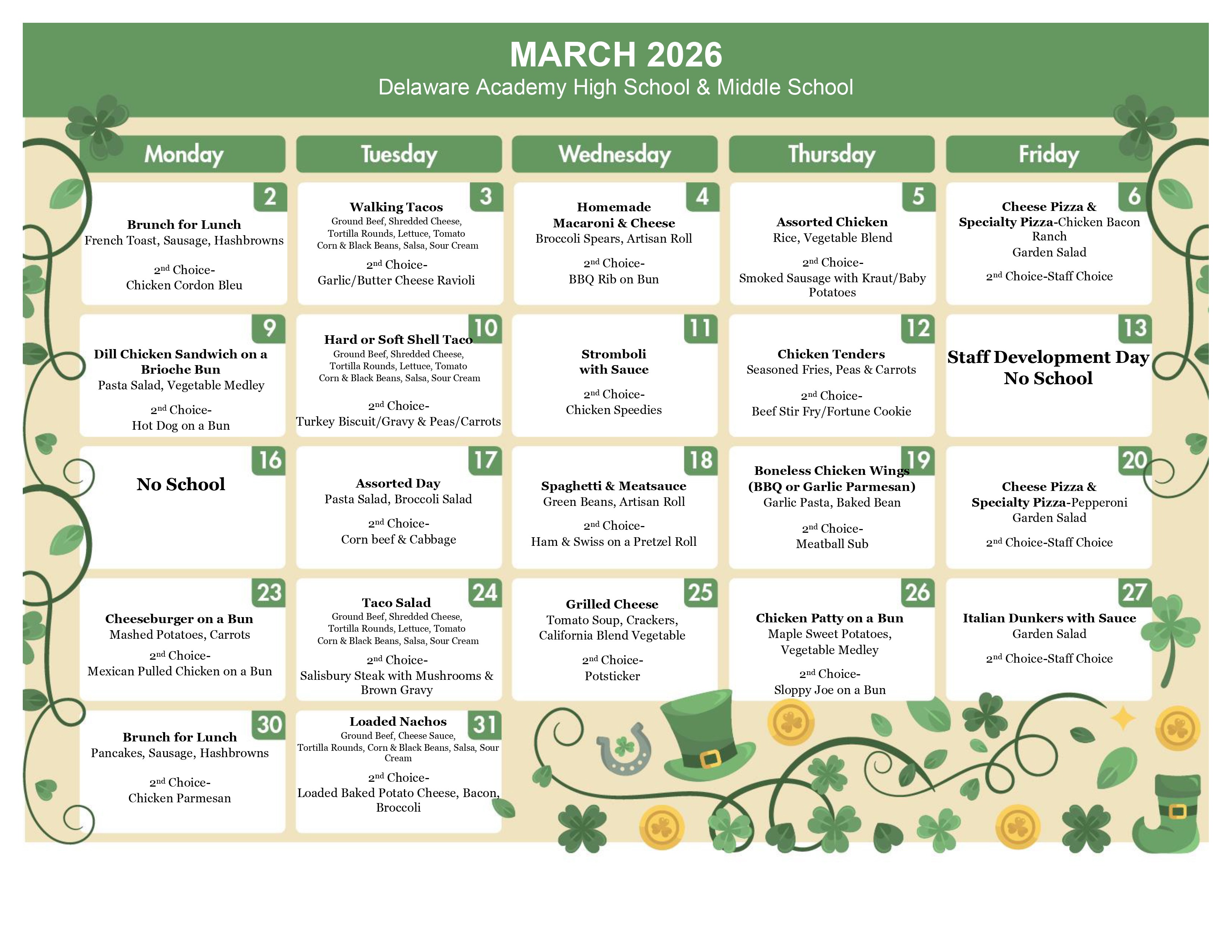 high school menu - please go to scannable pdf