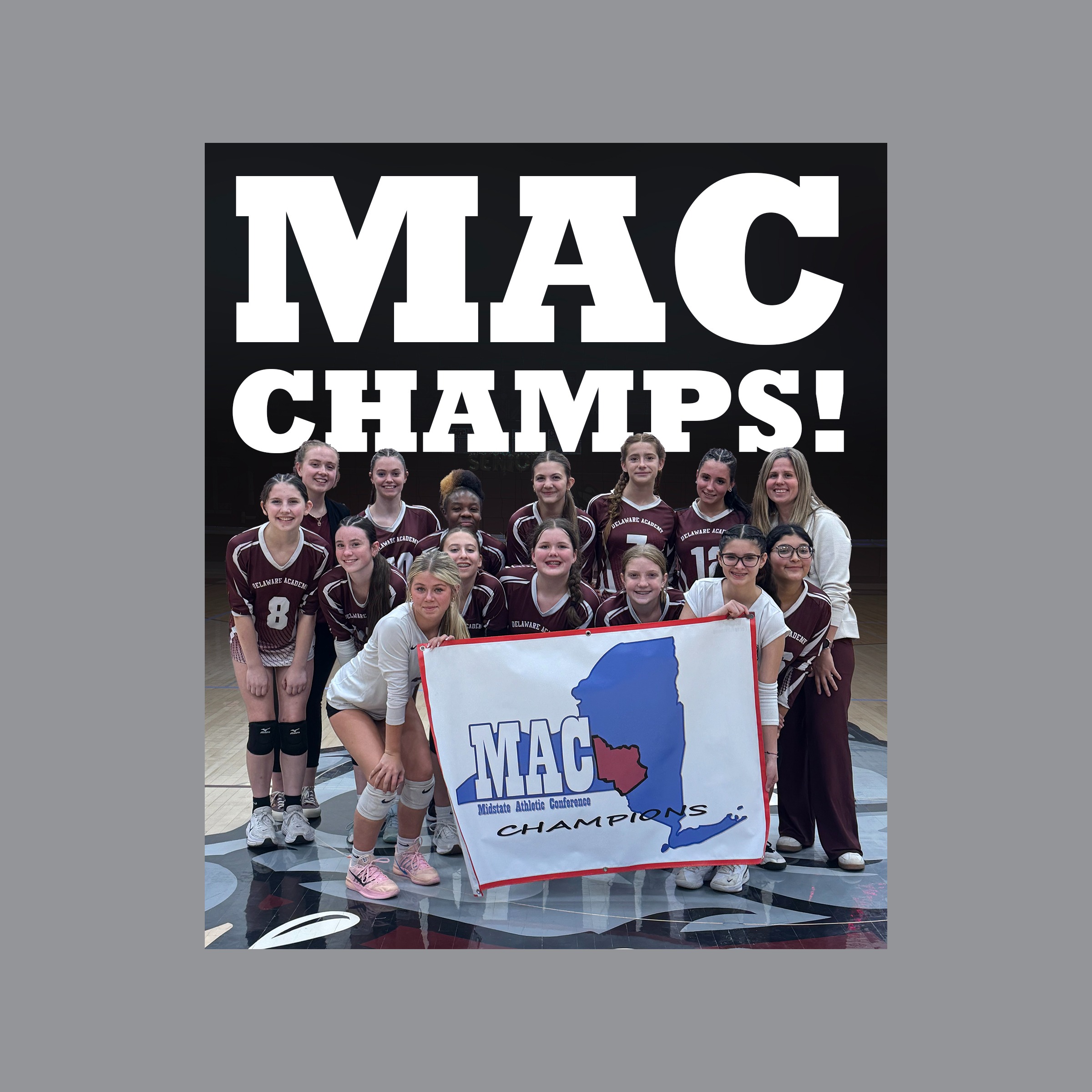 MAC CHAMPS! Team photos of girls jv basketball team with league champion banner