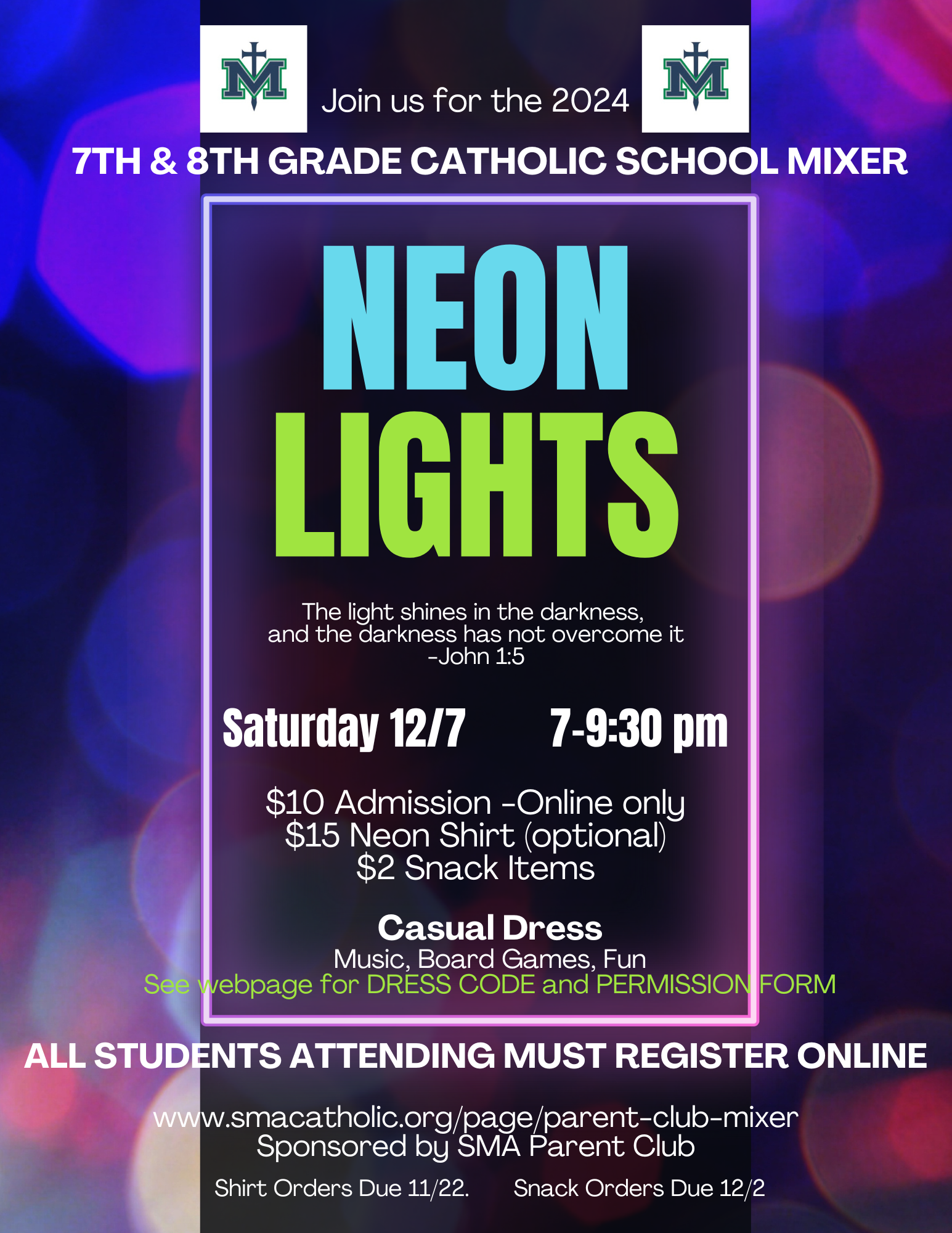 Flyer for Neon Lights Event