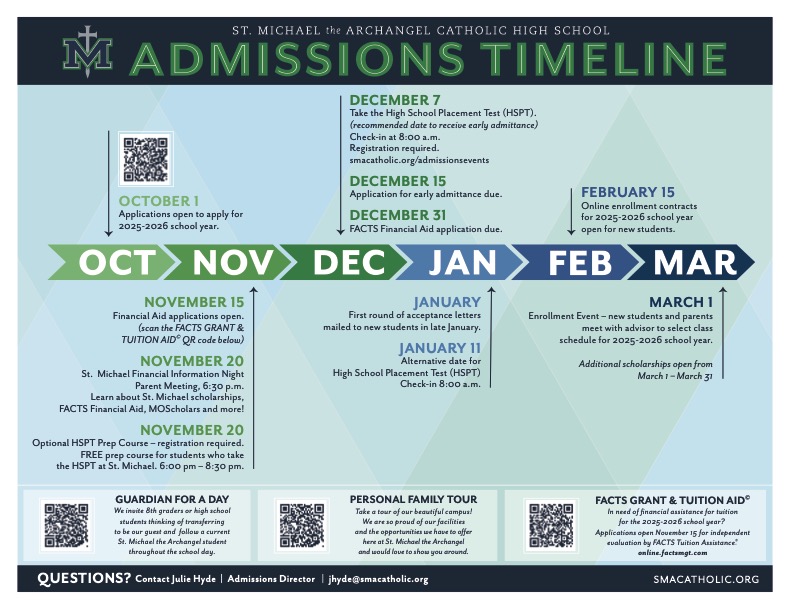 Flyer with information on admissions