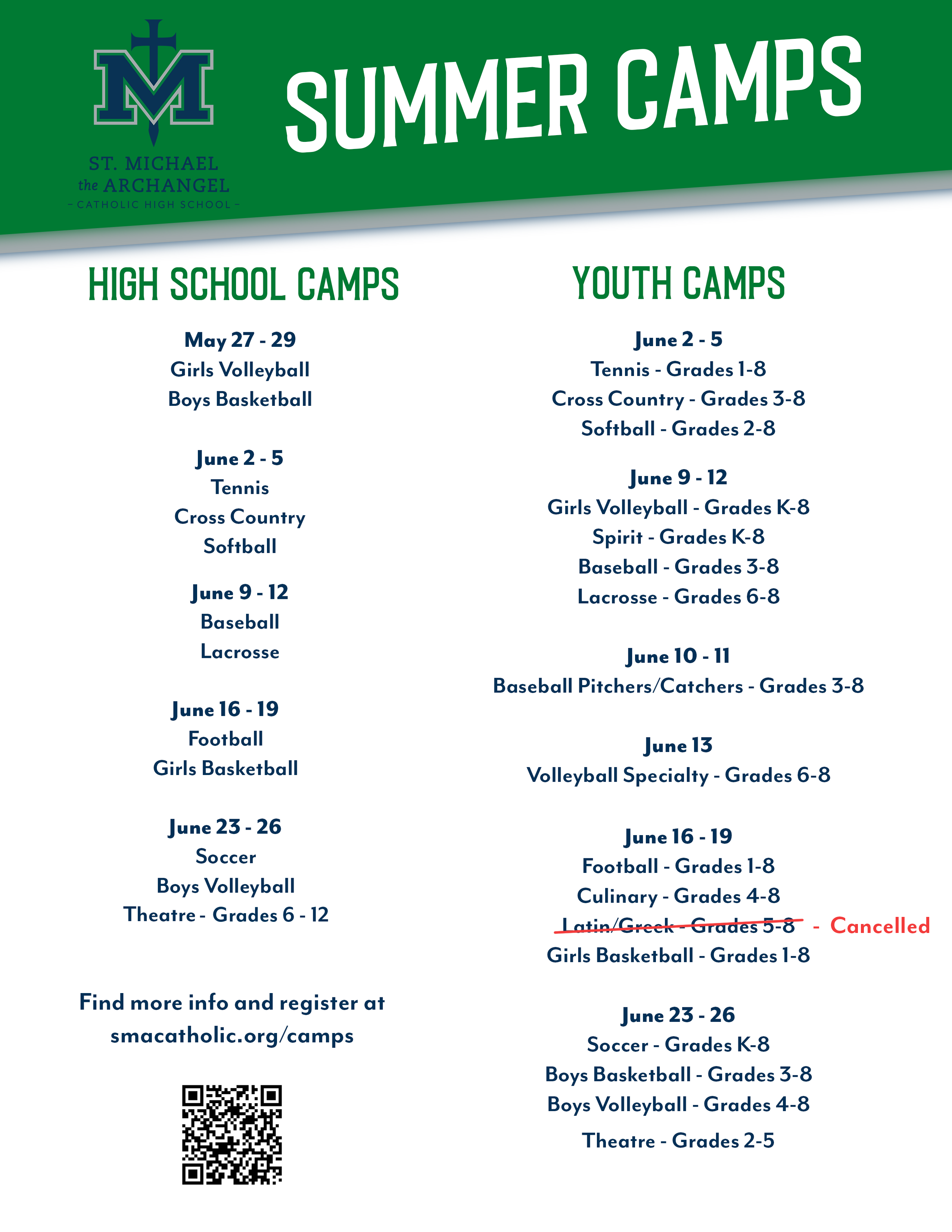 camps dates