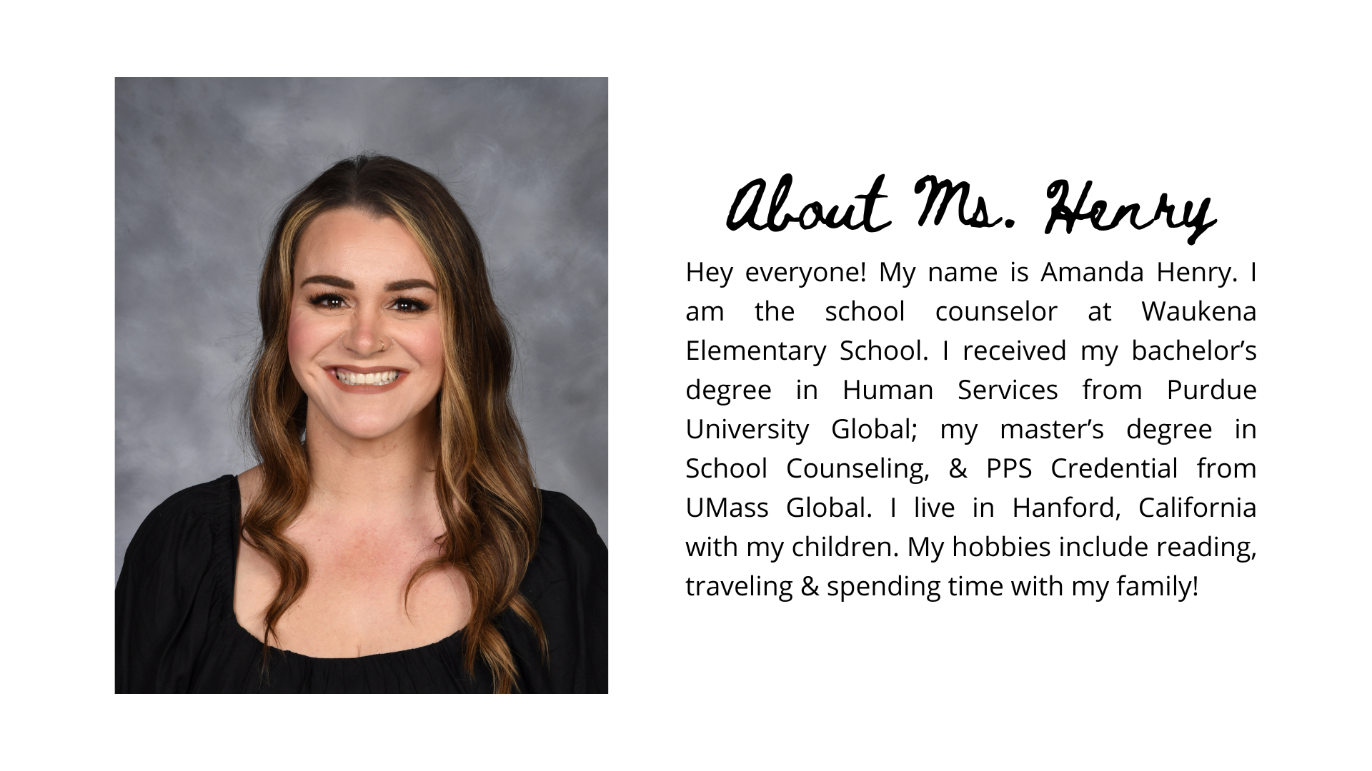 Photo and introduction of Mrs. Henry