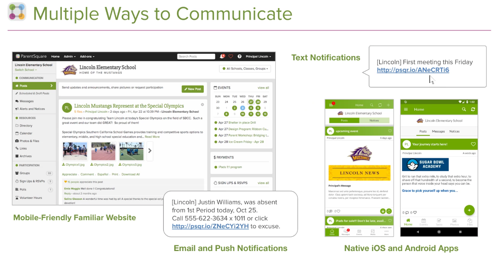 multiple ways to communicate in ParentSquare