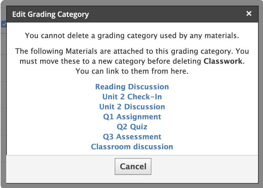 Edit grading category