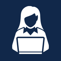 Icon of student using a laptop