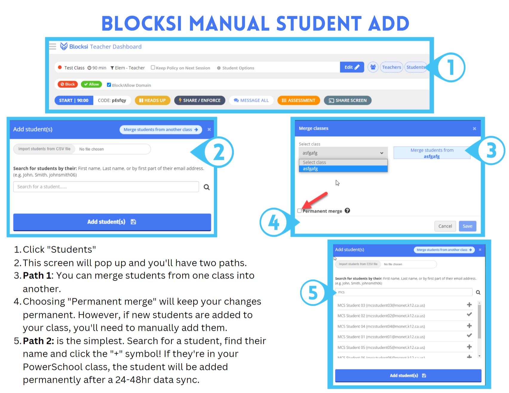 image how to add students manually