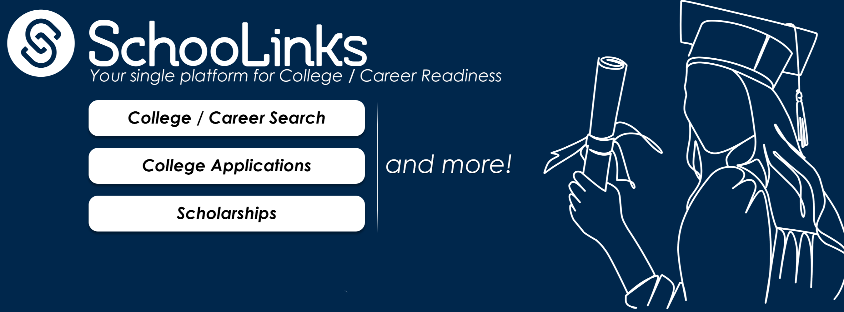 SchooLinks, your single platform for college / career readiness. College / career search, college applications, scholarships, and more.