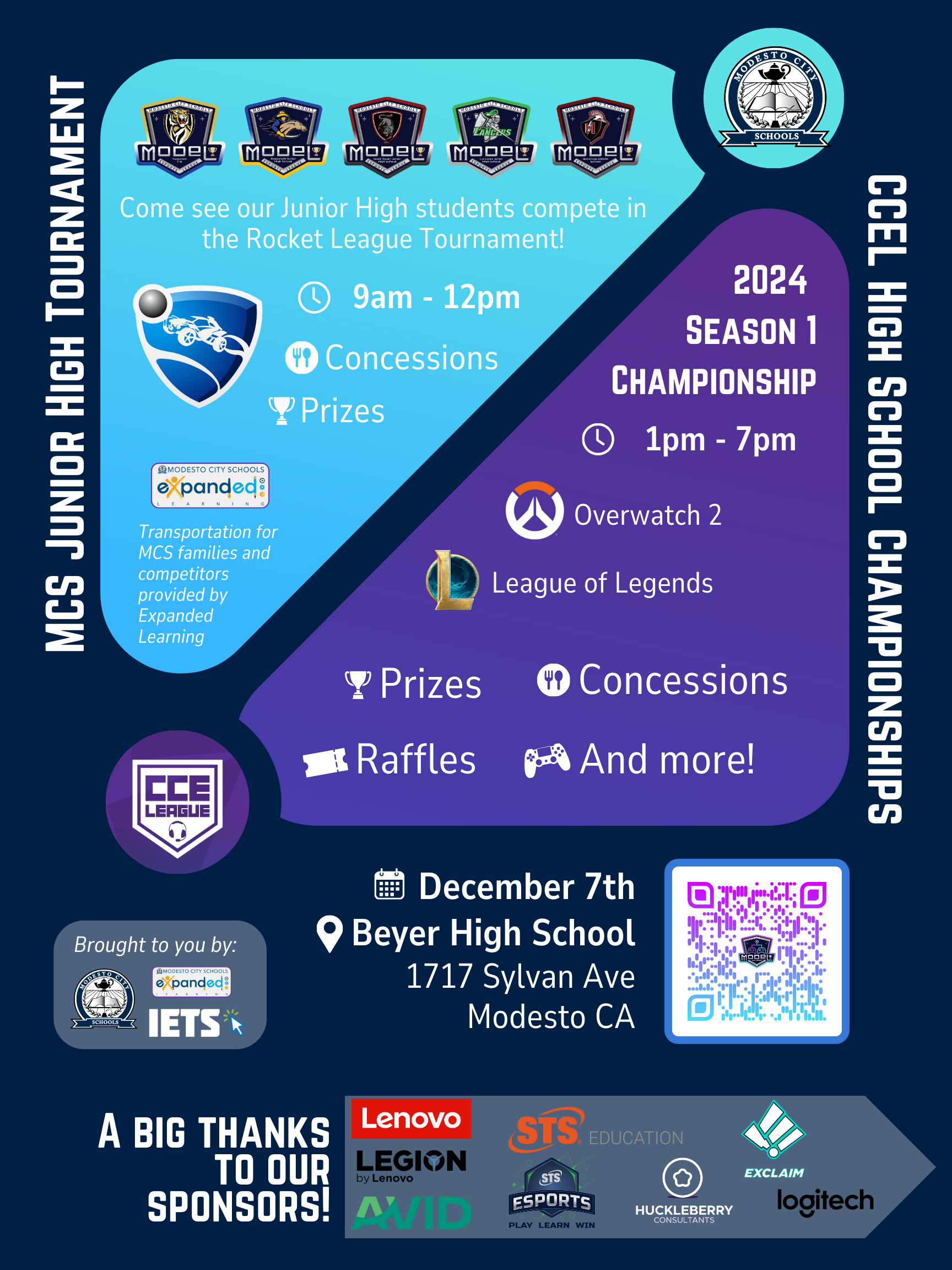 Esports Tournament Poster December 7th 2024 Beyer HS 9am-7pm