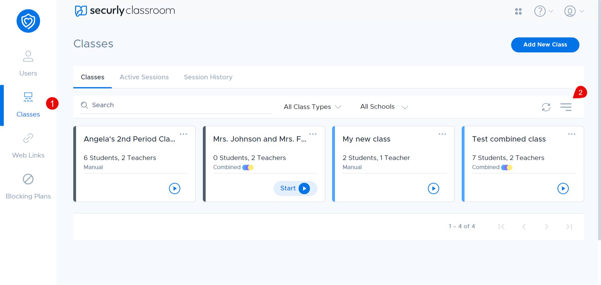 Archive Classes S1 in Securly Steps 1  and  2