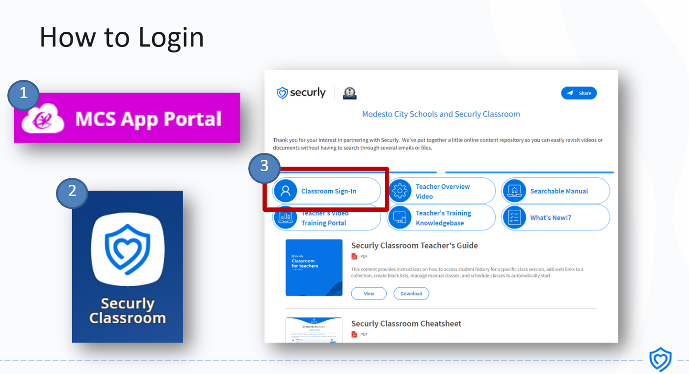 Login Securly in MCS App Portal