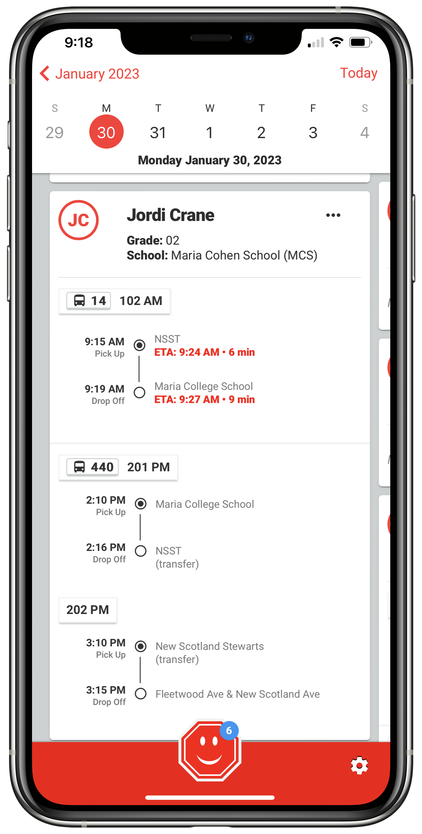 StopFinder App Schedule