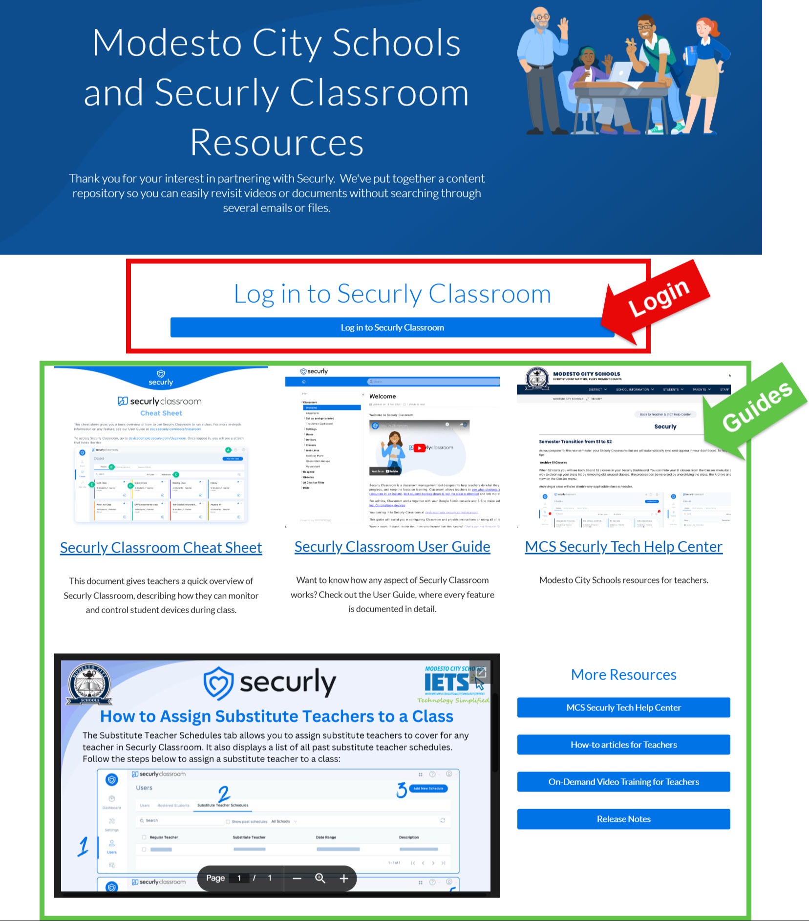 Securly Login Screen with Tutorials