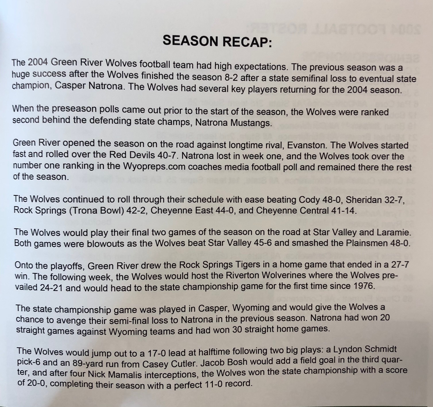 2004 State Champ FB Team Bio