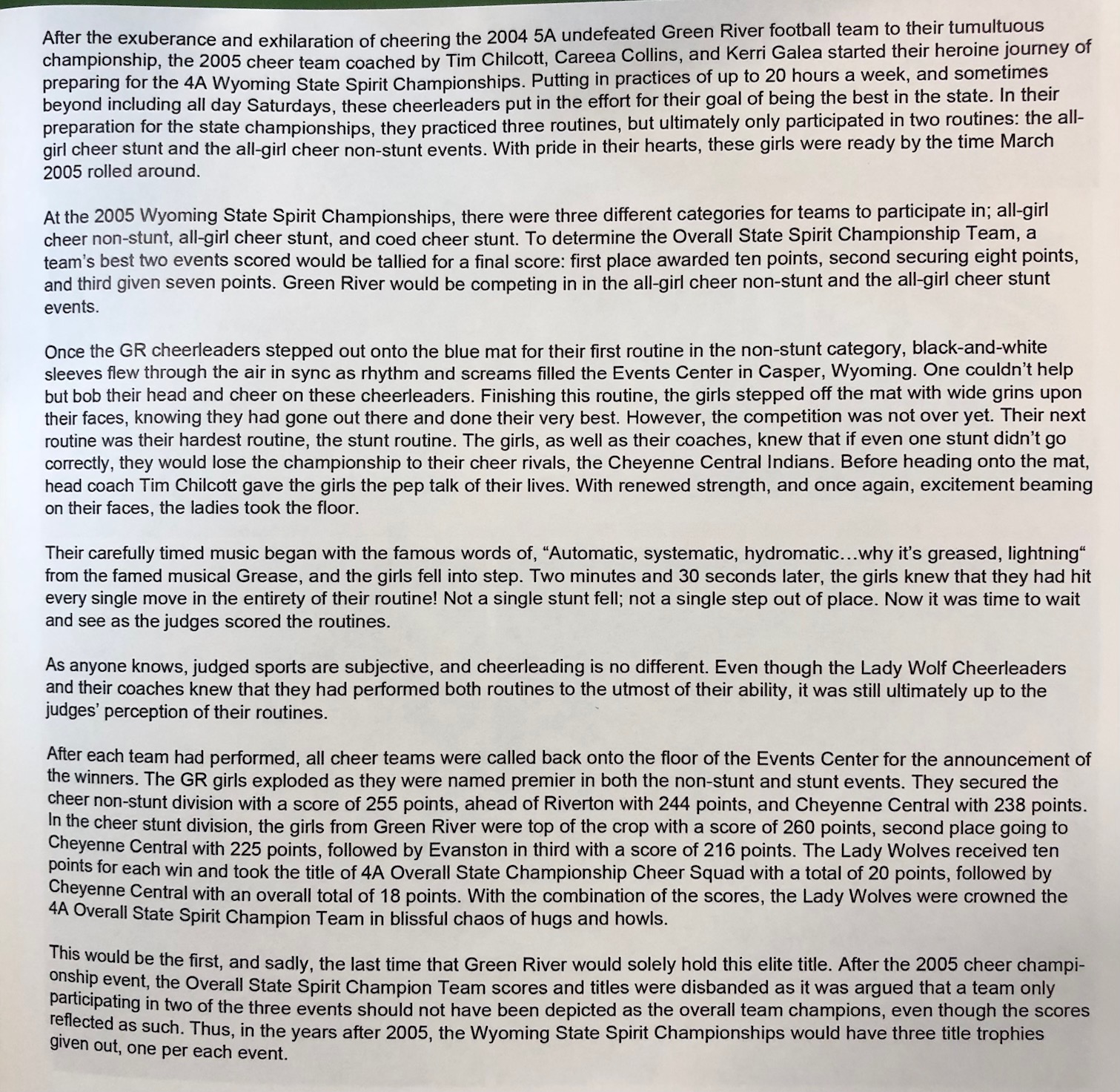 2005 State Champ Cheer Bio