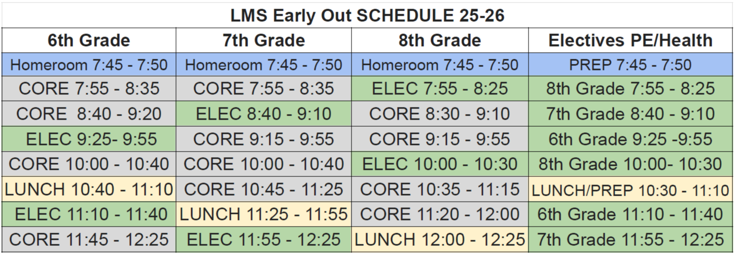 Early Out Schedule