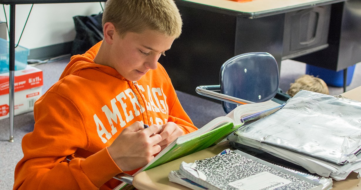 Kid doing his homework