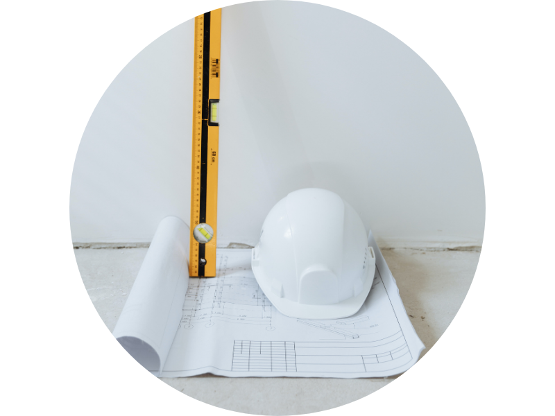 hard hat and ruler