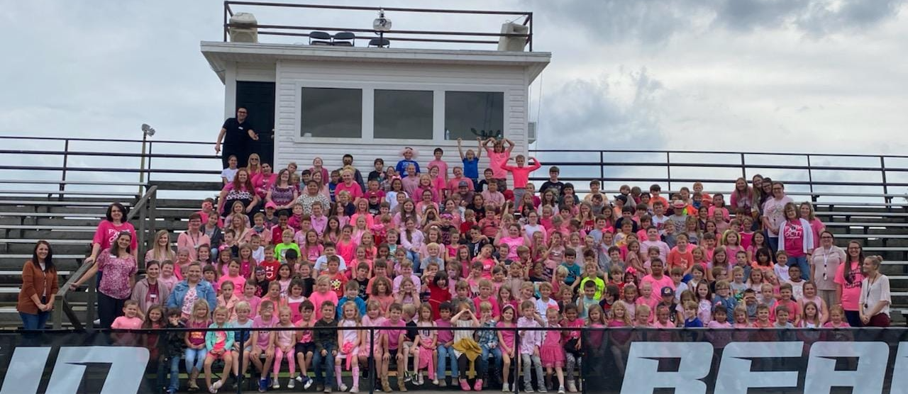 K-6  Students Pink Out in stands