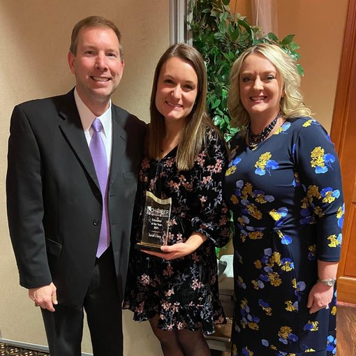 3 MSD staff, including Miss Sarah Clary who is accepting Teacher of the Year award