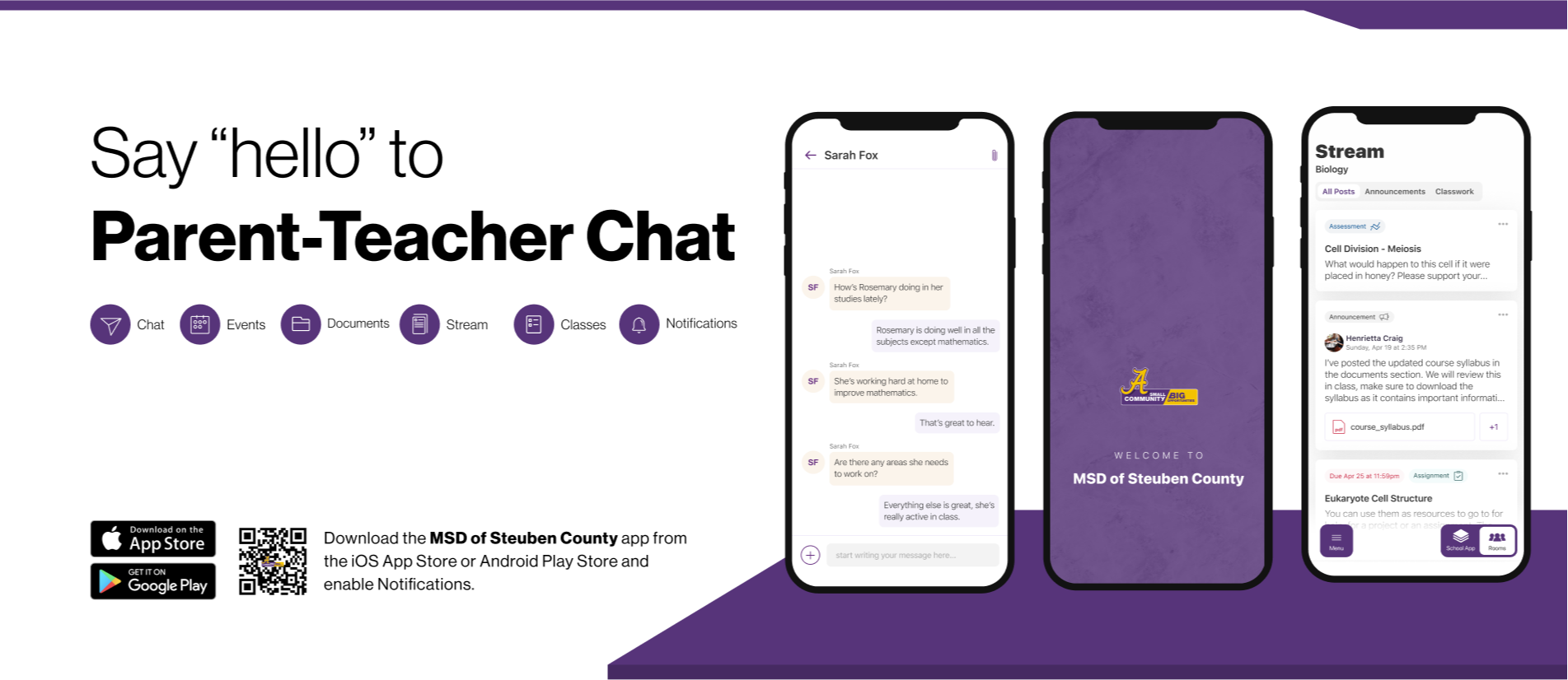 Say hello to Parent-Teacher chat in the new Rooms app. Download the MSD of Steuben County app in the Google Play or Apple App store.